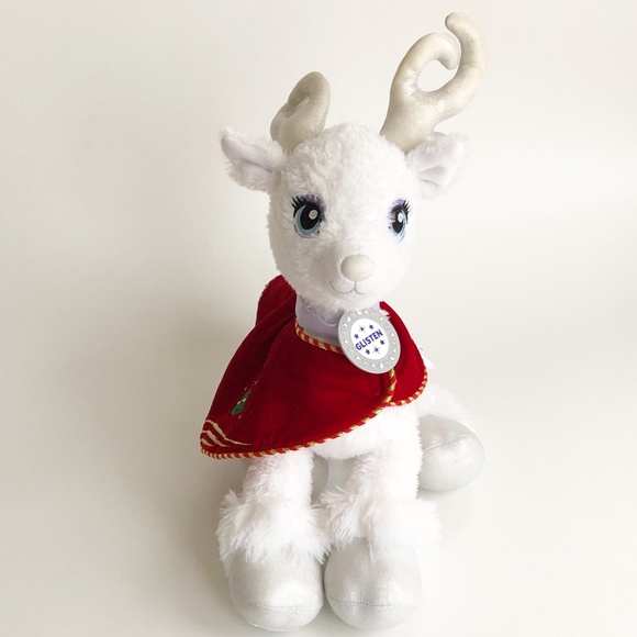 Build A Bear GLISTEN Reindeer Plush w Red Velvet Cape Silver Antlers - Picture 2 of 10
